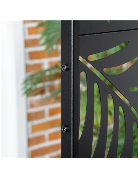 Outsunny Outdoor Privacy Screen with Stand and Ground Stakes, 6.5FT Metal Outdoor Divider, Decorative Privacy Panel for Garden W - pic 66390 | FastDaddyshop