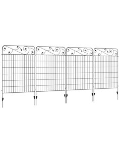 Outsunny 4PCs Outdoor Garden Decorative Fence Panels, Black 844-615V00BK