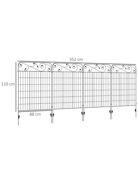 Outsunny 4PCs 43in x 11.5ft Decorative Fence Panels, Outdoor Garden Fencing, Rustproof Metal Wire Landscape Edging Animal Barrie - pic 66393 | FastDaddyshop