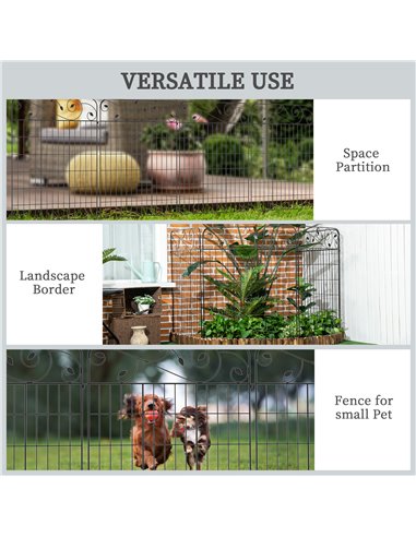 Outsunny 4PCs 43in x 11.5ft Decorative Fence Panels, Outdoor Garden Fencing, Rustproof Metal Wire Landscape Edging Animal Barrie