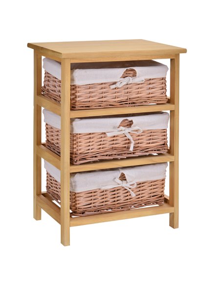 Homcom 3 Drawer Dresser Wicker Basket Natural Finish - pic 6641 | FastDaddyshop