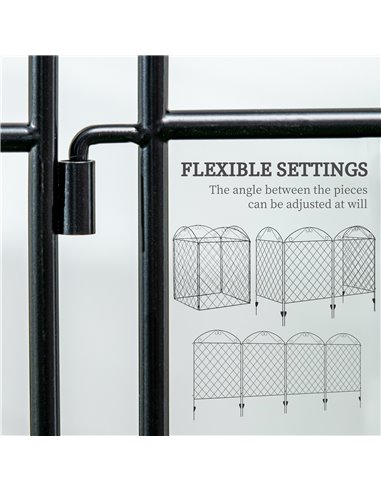 Outsunny Decorative Fence, 43in x 11.5ft Outdoor Picket Panels, 4PCs Rustproof Metal Wire Landscape Flower Bed Border Edging Ani