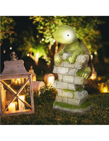 Outsunny Vivid Tortoise Art Sculpture with Solar LED Light, Colourful GardenВ Statue, Outdoor Ornament Home Decoration for Porch