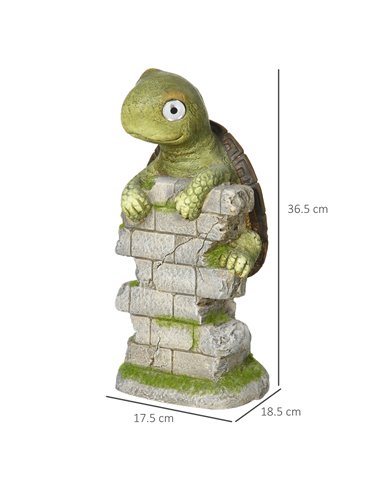 Outsunny Vivid Tortoise Art Sculpture with Solar LED Light, Colourful GardenВ Statue, Outdoor Ornament Home Decoration for Porch
