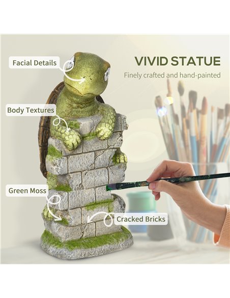 Outsunny Vivid Tortoise Art Sculpture with Solar LED Light, Colourful GardenВ Statue, Outdoor Ornament Home Decoration for Porch - pic 66430 | FastDaddyshop