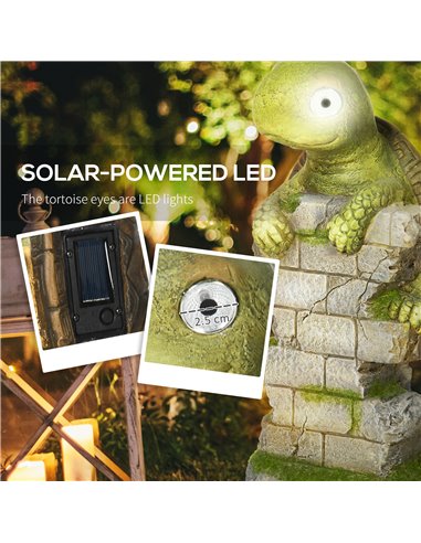 Outsunny Vivid Tortoise Art Sculpture with Solar LED Light, Colourful GardenВ Statue, Outdoor Ornament Home Decoration for Porch