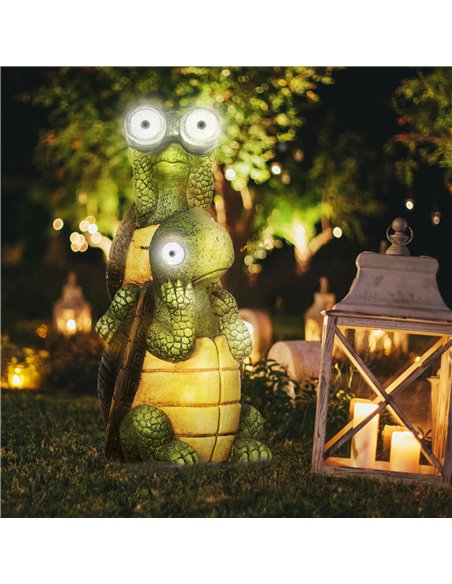 Outsunny Vivid 2 Tortoises GardenВ Statue with Solar LED Light, Outdoor Ornament Art Sculpture Home Decoration for Porch, Deck,  - pic 66437 | FastDaddyshop
