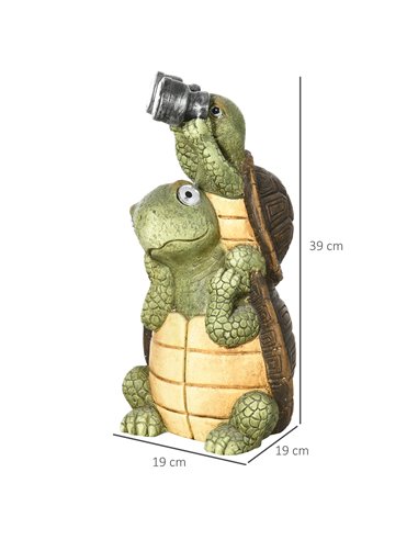 Outsunny Vivid 2 Tortoises GardenВ Statue with Solar LED Light, Outdoor Ornament Art Sculpture Home Decoration for Porch, Deck, 
