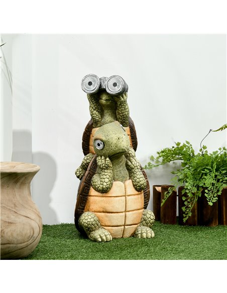 Outsunny Vivid 2 Tortoises GardenВ Statue with Solar LED Light, Outdoor Ornament Art Sculpture Home Decoration for Porch, Deck,  - pic 66442 | FastDaddyshop