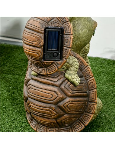 Outsunny Vivid 2 Tortoises GardenВ Statue with Solar LED Light, Outdoor Ornament Art Sculpture Home Decoration for Porch, Deck, 