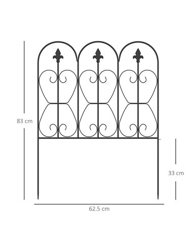Outsunny Decorative Garden Fencing, 5PCs Outdoor Picket Fence Panels, Rustproof Metal Wire Landscape Flower Bed Border Edging An