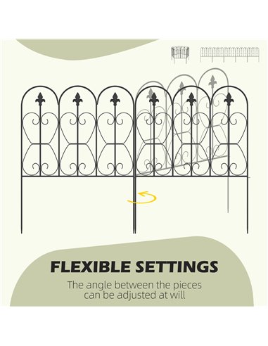 Outsunny Decorative Garden Fencing, 5PCs Outdoor Picket Fence Panels, Rustproof Metal Wire Landscape Flower Bed Border Edging An