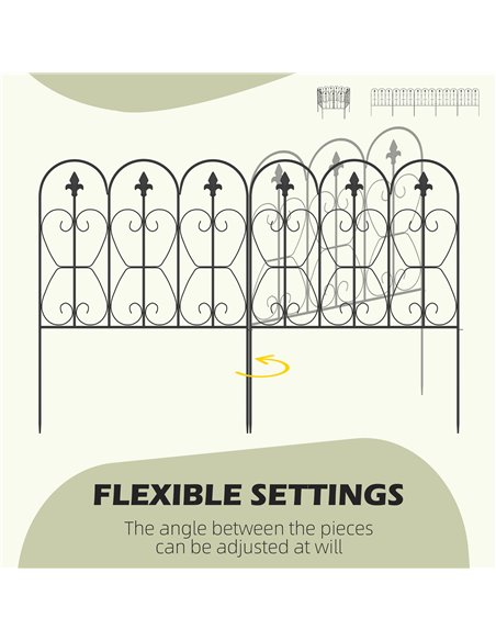 Outsunny Decorative Garden Fencing, 5PCs Outdoor Picket Fence Panels, Rustproof Metal Wire Landscape Flower Bed Border Edging An - pic 66449 | FastDaddyshop