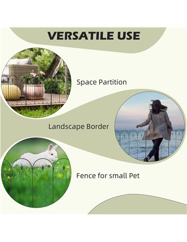 Outsunny Decorative Garden Fencing, 5PCs Outdoor Picket Fence Panels, Rustproof Metal Wire Landscape Flower Bed Border Edging An