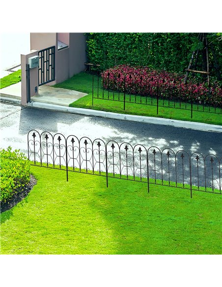 Outsunny Decorative Garden Fencing, 5PCs Outdoor Picket Fence Panels, Rustproof Metal Wire Landscape Flower Bed Border Edging An - pic 66451 | FastDaddyshop