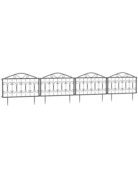 Outsunny 4PCs Outdoor Decorative Garden Fencing, Black 844-626V00BK - pic 66454 | FastDaddyshop