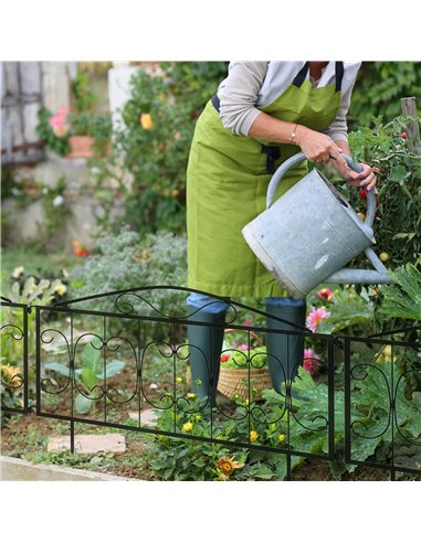 Outsunny Decorative Garden Fencing, 4PCs Outdoor Picket Fence Panels, Rustproof Metal Wire Landscape Flower Bed Border Edging An