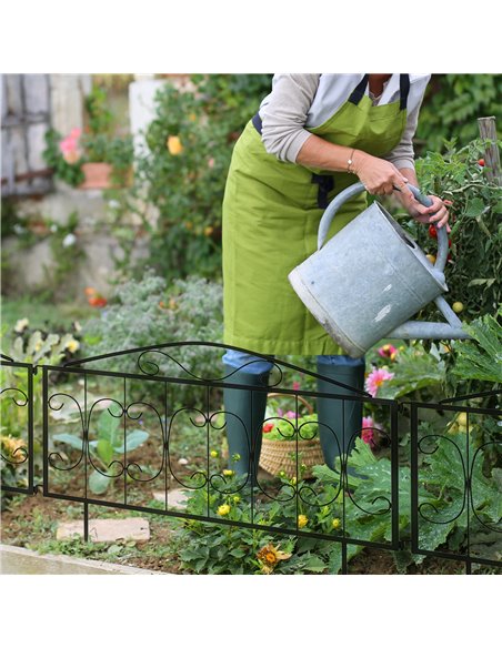 Outsunny Decorative Garden Fencing, 4PCs Outdoor Picket Fence Panels, Rustproof Metal Wire Landscape Flower Bed Border Edging An - pic 66455 | FastDaddyshop