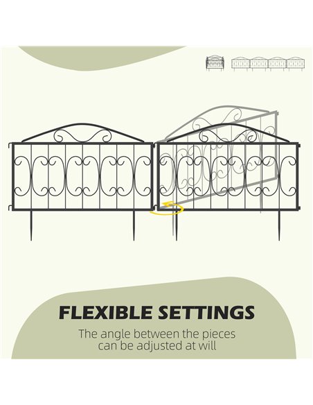 Outsunny Decorative Garden Fencing, 4PCs Outdoor Picket Fence Panels, Rustproof Metal Wire Landscape Flower Bed Border Edging An - pic 66458 | FastDaddyshop