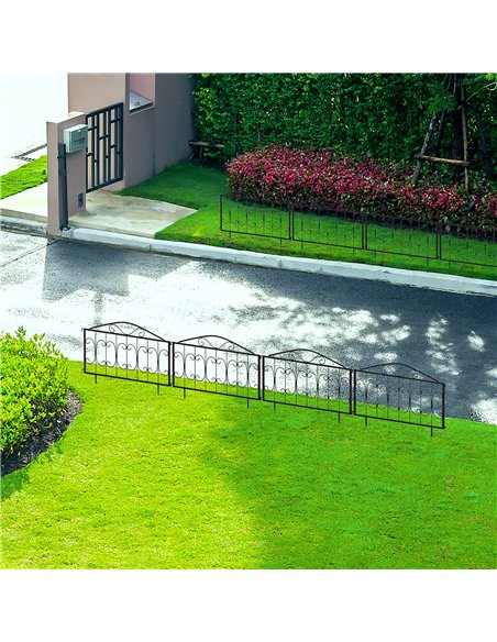 Outsunny Decorative Garden Fencing, 4PCs Outdoor Picket Fence Panels, Rustproof Metal Wire Landscape Flower Bed Border Edging An - pic 66460 | FastDaddyshop