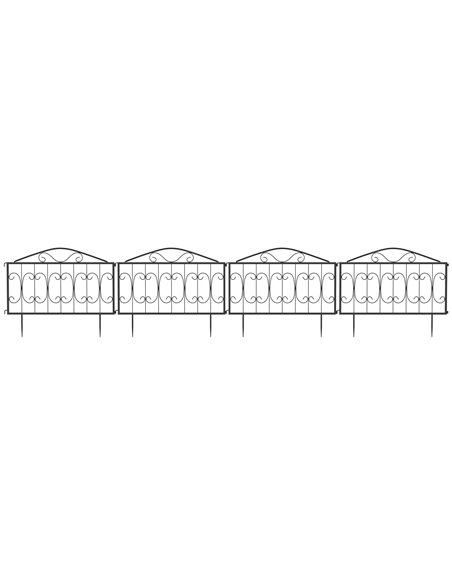Outsunny Decorative Garden Fencing, 4PCs Outdoor Picket Fence Panels, Rustproof Metal Wire Landscape Flower Bed Border Edging An - pic 66461 | FastDaddyshop