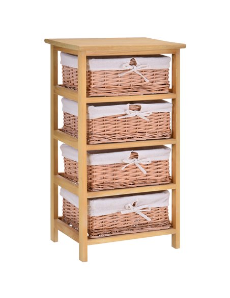 Homcom 4 Drawer Dresser Wicker Basket Natural Finish - pic 6649 | FastDaddyshop