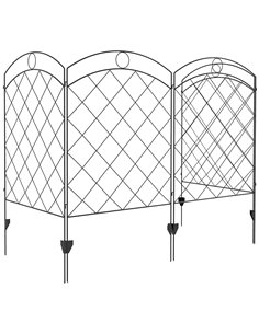 Outsunny Set of 4 Outdoor Steel Decorative Garden Fence, Black 844-770V00BK