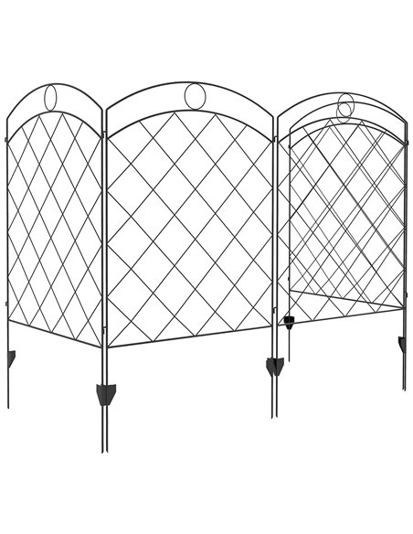 Outsunny Set of 4 Outdoor Steel Decorative Garden Fence, Black 844-770V00BK - pic 66526 | FastDaddyshop