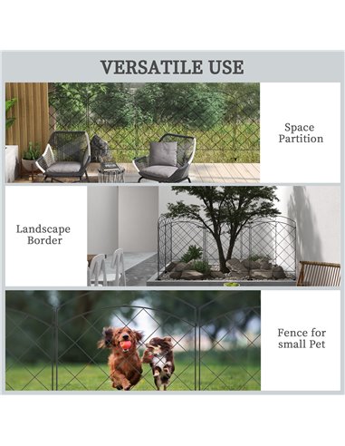 Outsunny Steel Decorative Garden Fence, Outdoor Picket Fence Panels, Easy Installation, Set of 4, Black 844-770V00BK