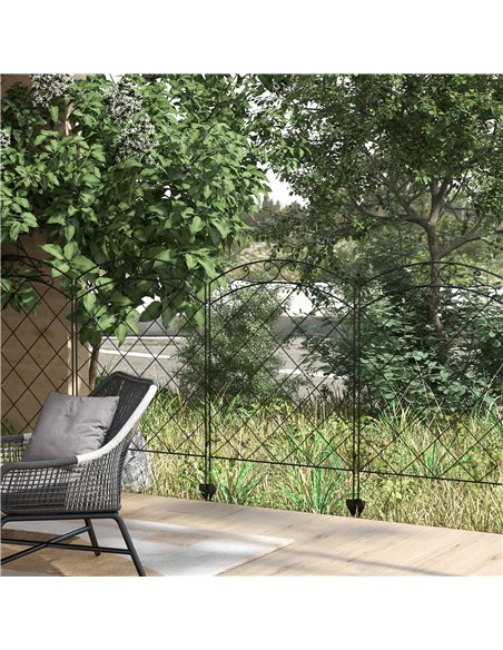 Outsunny Decorative Outdoor Steel Picket Fence Panels, Set of 4, with Elegant Swirls Design, Durable and Stylish, Classic Black  - pic 66542 | FastDaddyshop