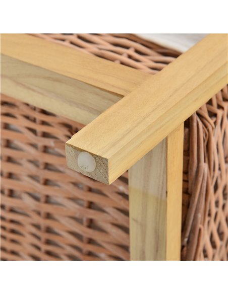 HOMCOM 4 Drawer Dresser Wicker Basket Storage Shelf Unit Wooden Frame Home Organisation Cabinet Bedroom Office Furniture Natural - pic 6655 | FastDaddyshop