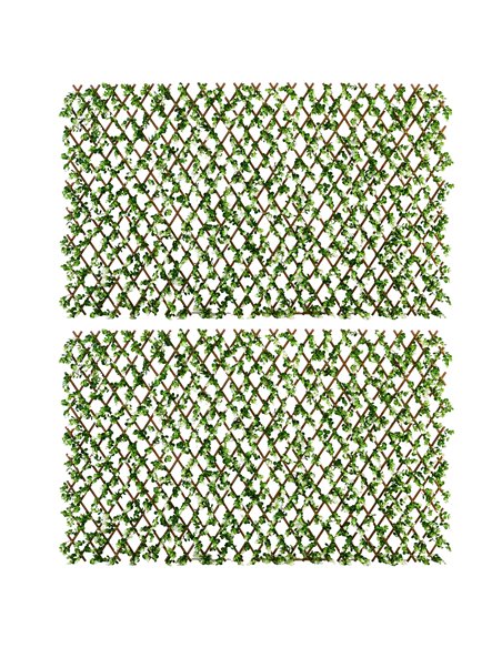Outsunny 2 Pcs Expandable Faux Privacy Fence, 2 x 1m Decorative Trellis w/ Artificial Leaves, Garden Telescopic Hedge Privacy Sc - pic 66562 | FastDaddyshop