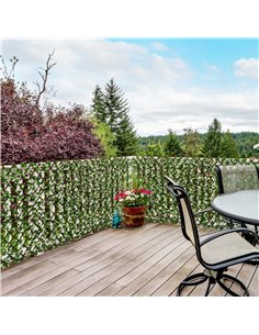 Outsunny 2 Pcs Expandable Faux Privacy Fence, 2 x 1m Decorative Trellis w/ Artificial Leaves, Garden Telescopic Hedge Privacy Sc 2