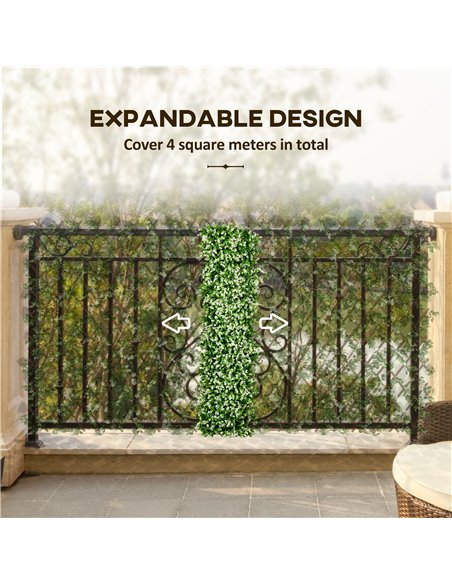 Outsunny 2 Pcs Expandable Faux Privacy Fence, 2 x 1m Decorative Trellis w/ Artificial Leaves, Garden Telescopic Hedge Privacy Sc - pic 66565 | FastDaddyshop