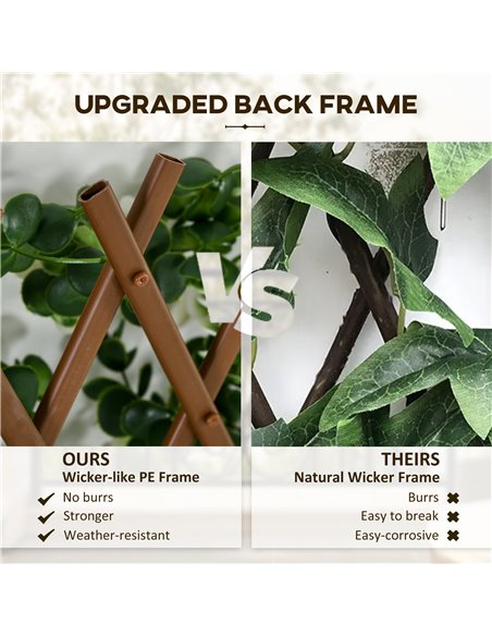 Outsunny 2 Pcs Expandable Faux Privacy Fence, 2 x 1m Decorative Trellis w/ Artificial Leaves, Garden Telescopic Hedge Privacy Sc - pic 66567 | FastDaddyshop