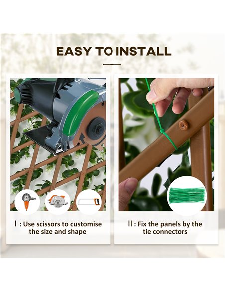 Outsunny 2 Pcs Expandable Faux Privacy Fence, 2 x 1m Decorative Trellis w/ Artificial Leaves, Garden Telescopic Hedge Privacy Sc - pic 66568 | FastDaddyshop