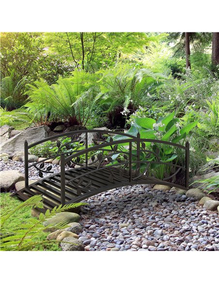 Outsunny 1.2M Metal Decorative Vine Pattern Arch Garden Bridge, Black 844-773V00BK - pic 66599 | FastDaddyshop