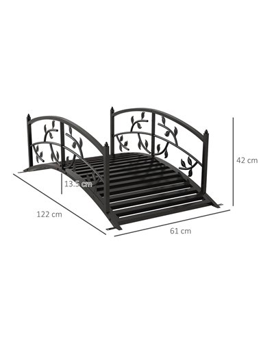 Outsunny 1.2M Metal Decorative Vine Pattern Arch Garden Bridge, Black 844-773V00BK