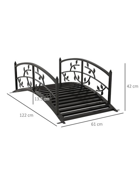 Outsunny 1.2M Metal Decorative Vine Pattern Arch Garden Bridge, Black 844-773V00BK - pic 66600 | FastDaddyshop