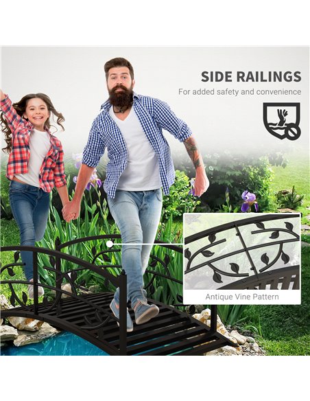 Outsunny 1.2M Metal Decorative Vine Pattern Arch Garden Bridge, Black 844-773V00BK - pic 66601 | FastDaddyshop