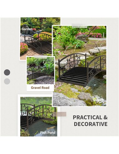 Outsunny 1.2M Metal Decorative Vine Pattern Arch Garden Bridge, Black 844-773V00BK