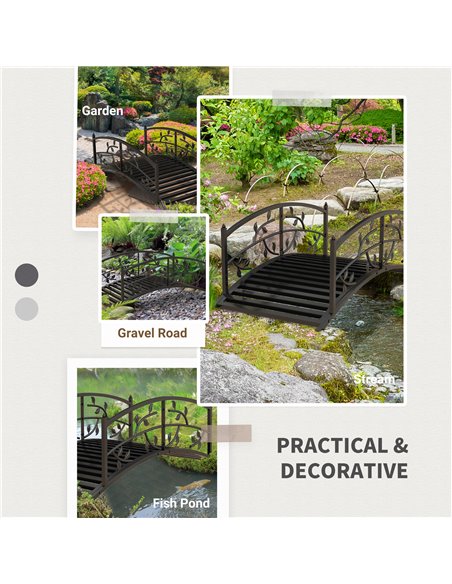 Outsunny 1.2M Metal Decorative Vine Pattern Arch Garden Bridge, Black 844-773V00BK - pic 66602 | FastDaddyshop