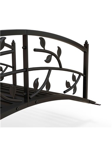 Outsunny 1.2M Metal Decorative Vine Pattern Arch Garden Bridge, Black 844-773V00BK