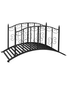 Outsunny 1.2M Metal Decorative Scrollwork Arch Garden Bridge, Black 844-775V00BK