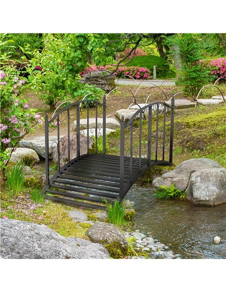 Outsunny 1.2M Metal Decorative Scrollwork Arch Garden Bridge, Black 844-775V00BK - pic 66608 | FastDaddyshop