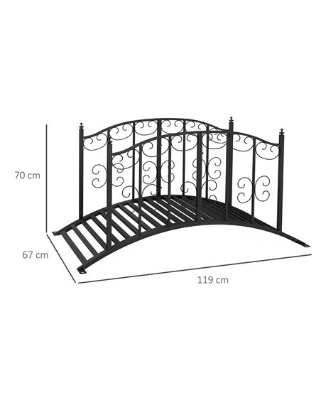 Outsunny 1.2M Metal Decorative Scrollwork Arch Garden Bridge, Black 844-775V00BK - pic 66609 | FastDaddyshop