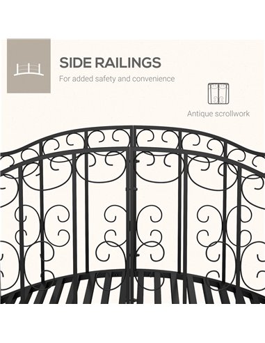 Outsunny 1.2M Metal Decorative Scrollwork Arch Garden Bridge, Black 844-775V00BK