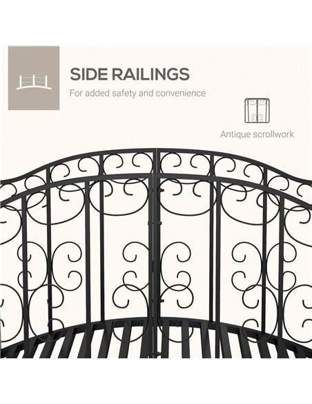 Outsunny 1.2M Metal Decorative Scrollwork Arch Garden Bridge, Black 844-775V00BK - pic 66610 | FastDaddyshop