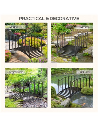 Outsunny 1.2M Metal Decorative Scrollwork Arch Garden Bridge, Black 844-775V00BK