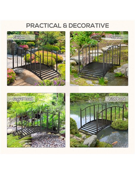 Outsunny 1.2M Metal Decorative Scrollwork Arch Garden Bridge, Black 844-775V00BK - pic 66611 | FastDaddyshop
